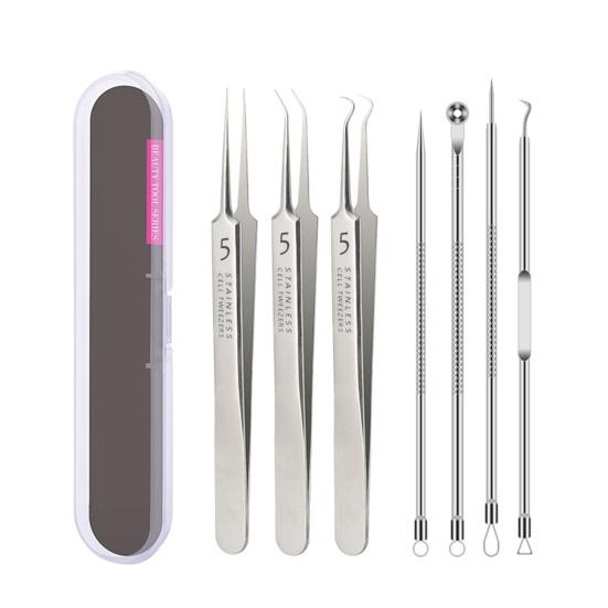 Набор для удаления черных точек Yousheng, набор пинцетов из нержавеющей стали для удаления прыщей, инструменты для чистки лица, нескользящая ручка, удобные для переноски инструменты для выдавливания прыщей