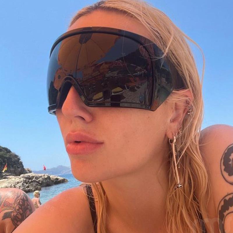 Футуристические большие цельные панк-очки-солнцезащитные очки