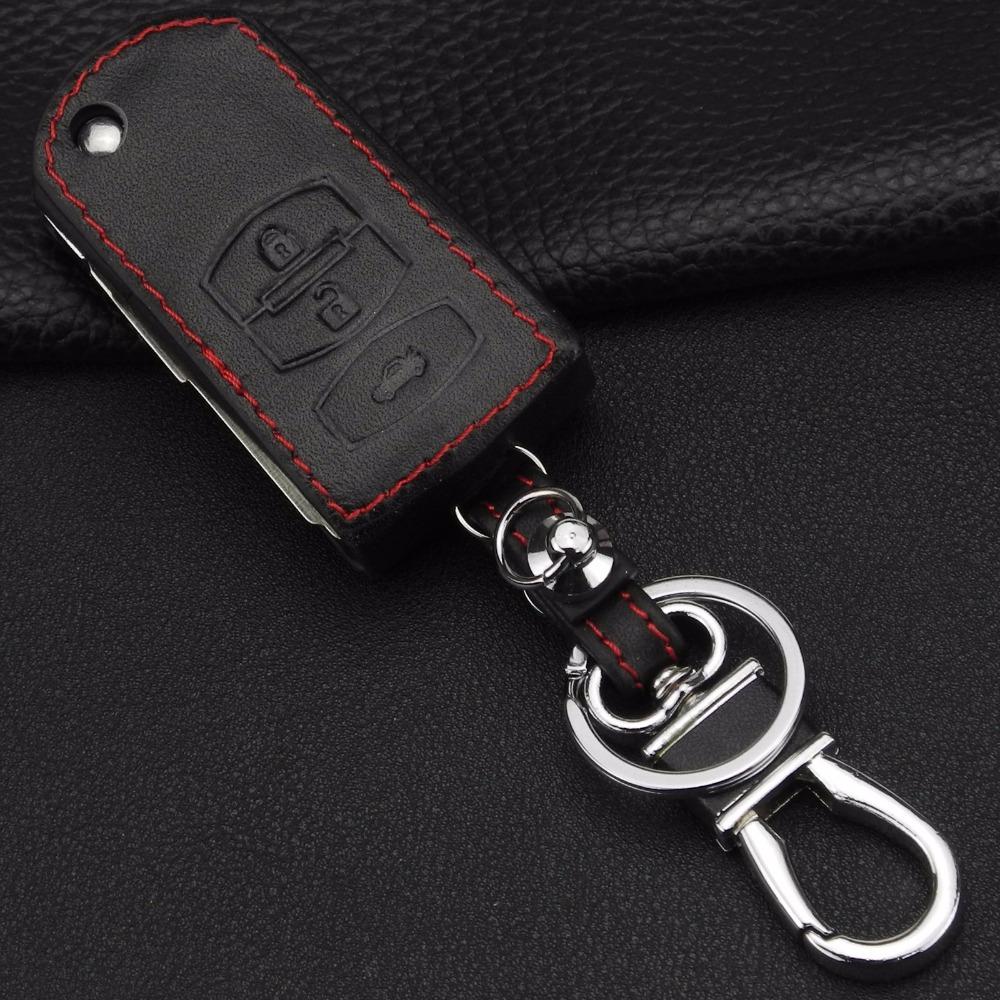 Jingyuqin Remote 3 Buttons Leather Car Key Case Cover For Mazda 2 3 5 6 RX8 MX5 Flip Remote Case Car Styling Auto Parts 2