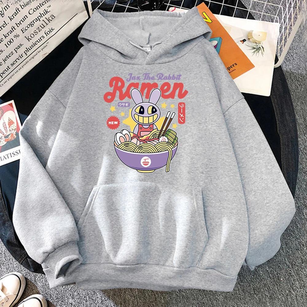 Hoodie Digital Circus Jax Ramen Fashionable and fun women Caine Pomni Hoodie Men Cute Rabbit Noodle Printed Hoodie