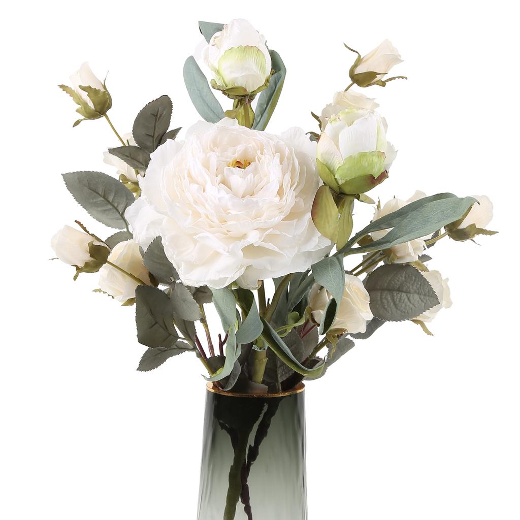 Валентинки Искусственные пионы Розы Реалистичные искусственные букеты со стеблями Шелковые цветочные композиции для дома Внутренние кофейные украшения Декор стола Свадьба