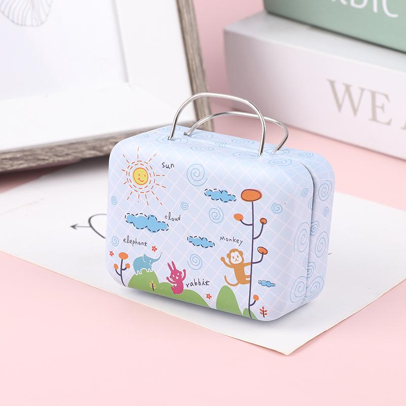 Vintage Mini Suitcase With Handle Candy Tinplate Storage Box For Wedding Gift