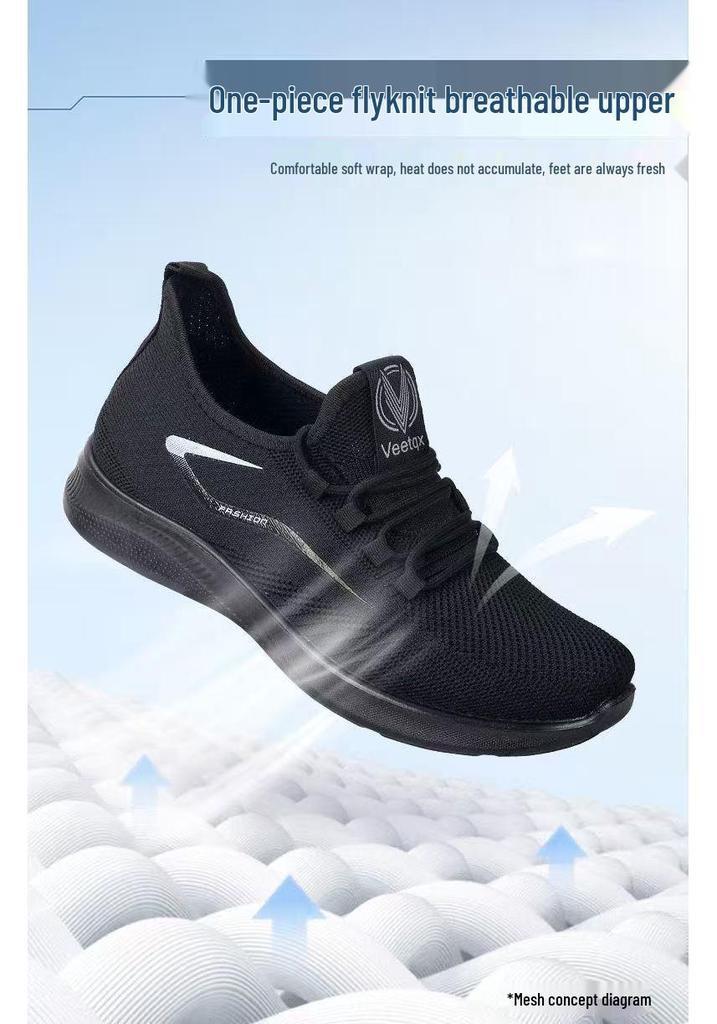 Мужские дышащие беговые кроссовки Flyknit - Большой размер, Повседневные, Сетчатые, не вызывающие запаха, для Весны/Лета