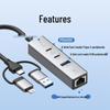 USB-концентратор с сетевой картой 100 Мбит/с - Без драйверов, Три в одном, Многофункциональный расширитель для ноутбука