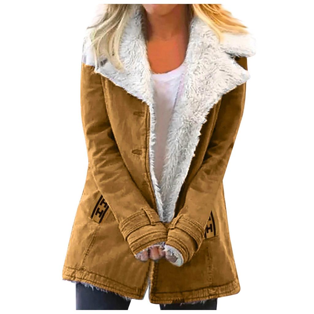 Women's Casual Fashion Loose Solid Color Hat Plus Fleece Collar Pocket Jacket