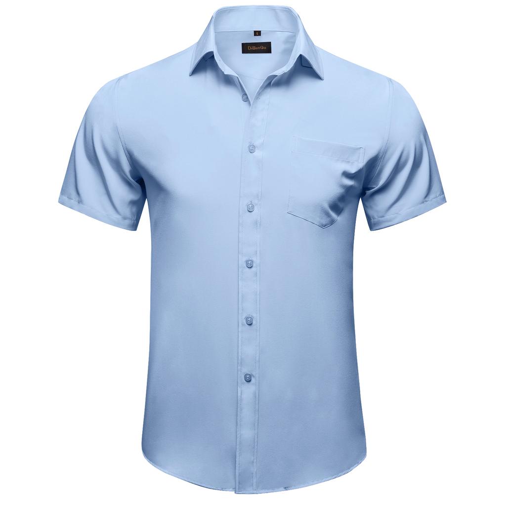 Men's Dress Shirt Short Sleeve Business Formal Shirt Regular Fit Button Up Shirts