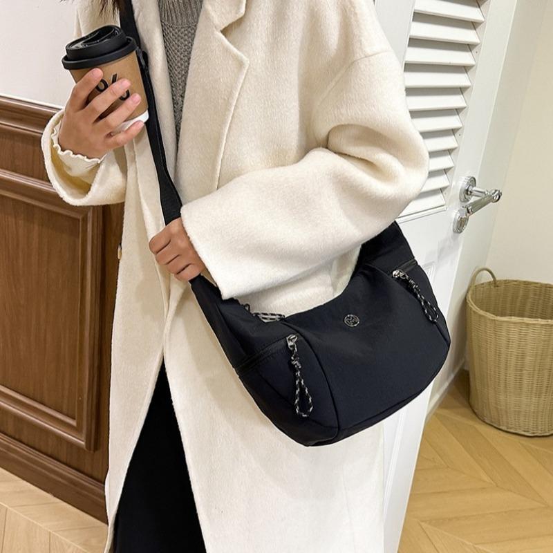 Large capacity simple casual women's canvas bag lazy solid color dumpling bag versatile fashion women's shoulder oblique span bag