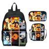 Naruto Anime 3-Piece Backpack Set Printed Cartoon Elementary School Bag Lightweight Multi-Pocket
