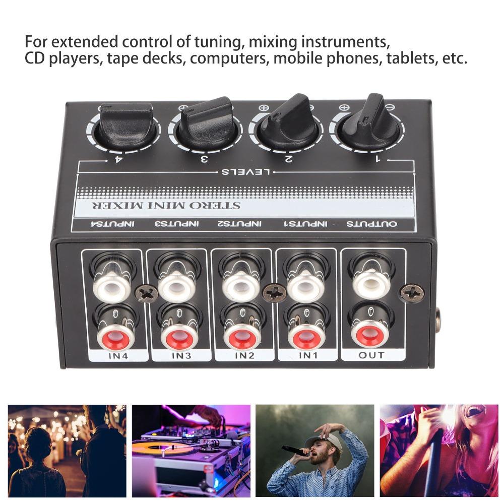 Separate Volume Knobs Stereo Mini Mixer Support 4 in 1 Out Stereo Splitte Console