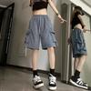 Women High Waist Cargo Shorts American Style Streetwear Summer Wide Leg Pants Fashion Female Big Pocket Loose Shorts