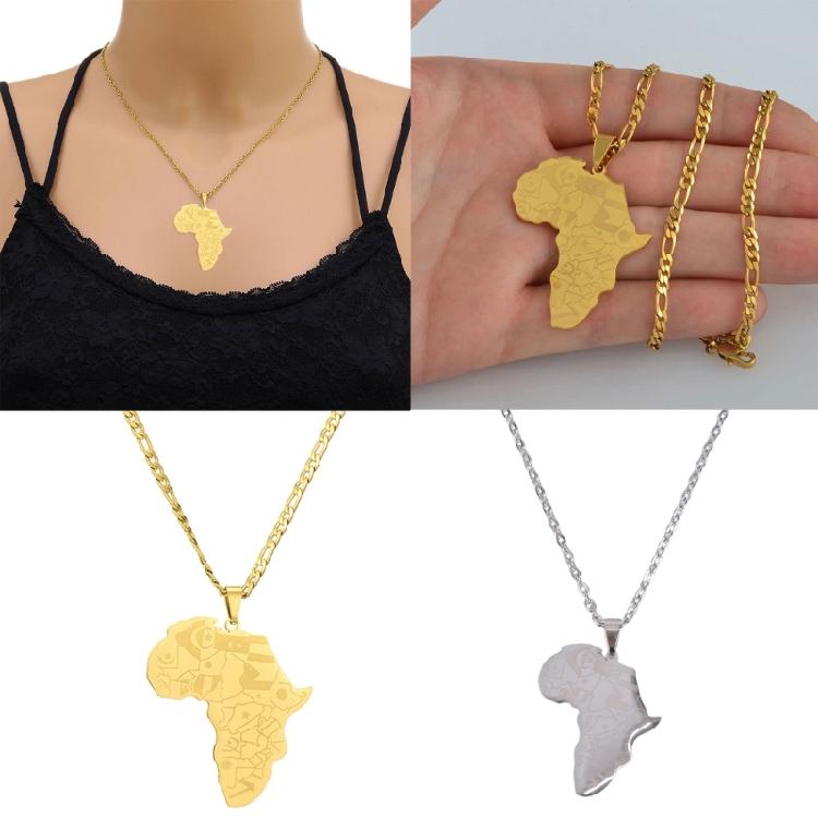 Нержавеющая сталь Карта Африки Кулон Ожерелье Украшения Африканский Символ Ожерелье