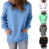 Womens Casual V Neck Sweatshirt Loose Soft Long Sleeve Pullover Tops Solid Shirts With Side Pockets