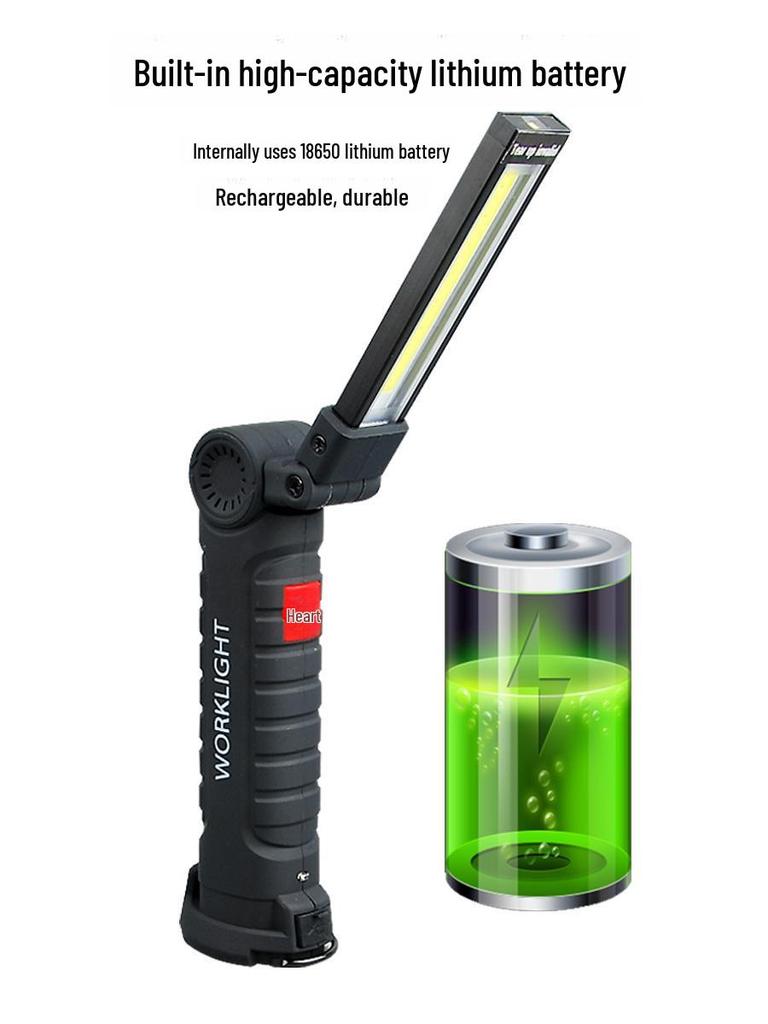 Перезаряжаемый складной светодиодный рабочий фонарь, магнитный COB фонарик для улицы и осмотра автомобиля