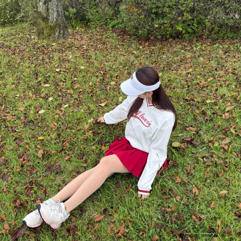 Goxo Golf Rubber V Neck woVen Sweatshirt White