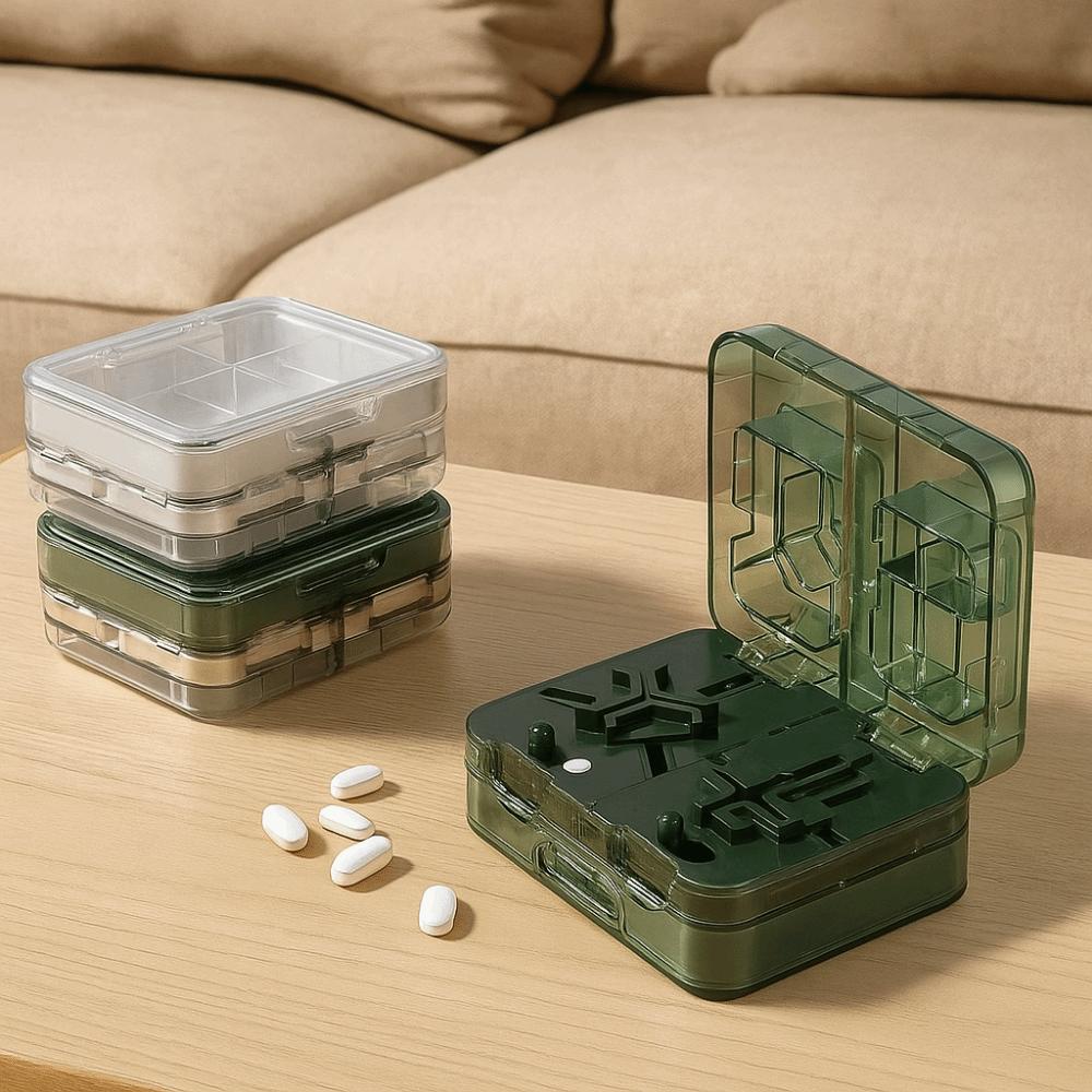 Moisture-proof Double-Layer Pill Box Plastic Pill Splitter Portable Pill Organizer Kids