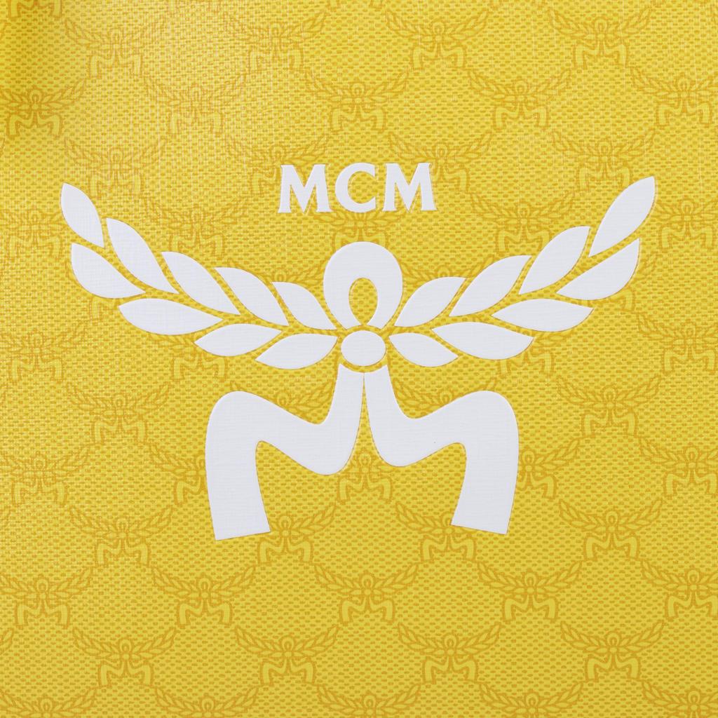 MCM Yellow Monogram Large Tote Bag with Signature Logo & Leather Charm for Daily & Travel Use