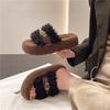 Женская обувь фея ветер толстая подошва волосатые шлепанцы женская одежда ins трендовый маленький ароматный ветер 2025 новый французский осень и зима шлепанцы на одной подошве