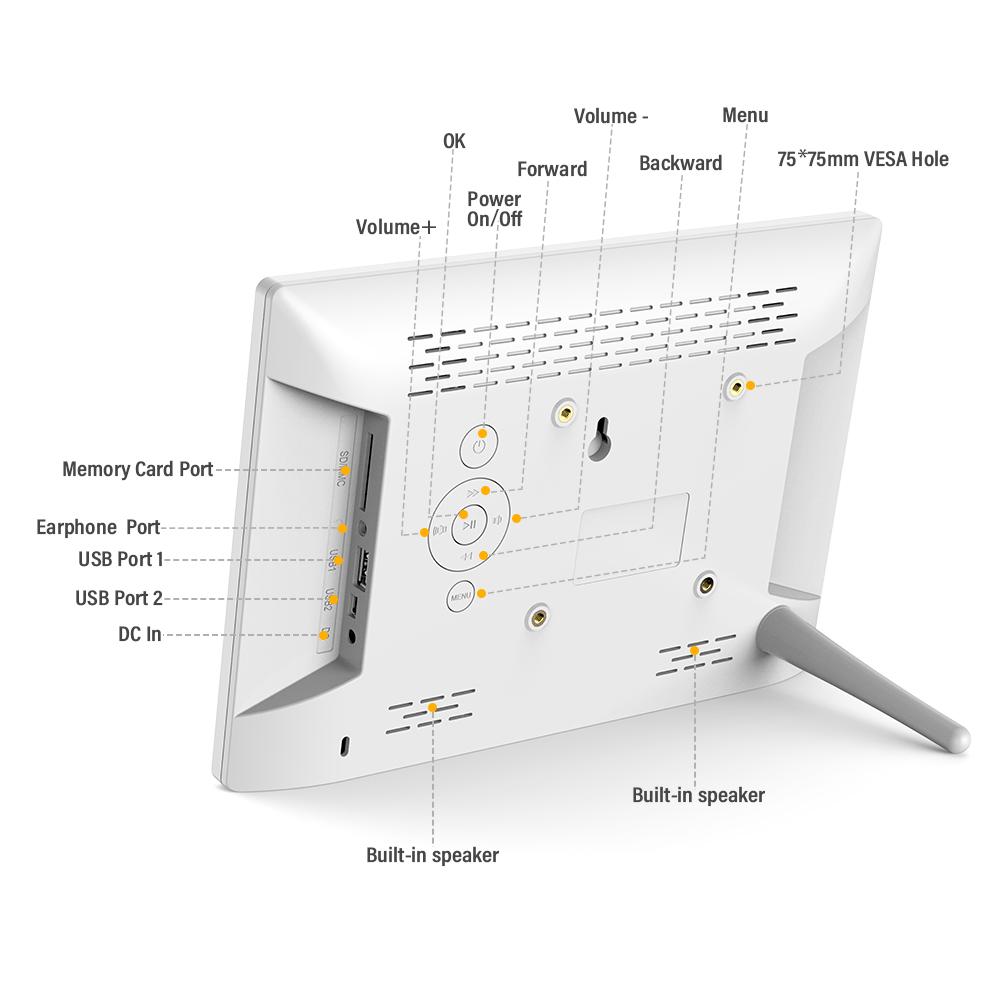Andoer 10.1 Inch Digital Photo Picture Frame 1024*600 Resolution TFT-LED Screen Support
