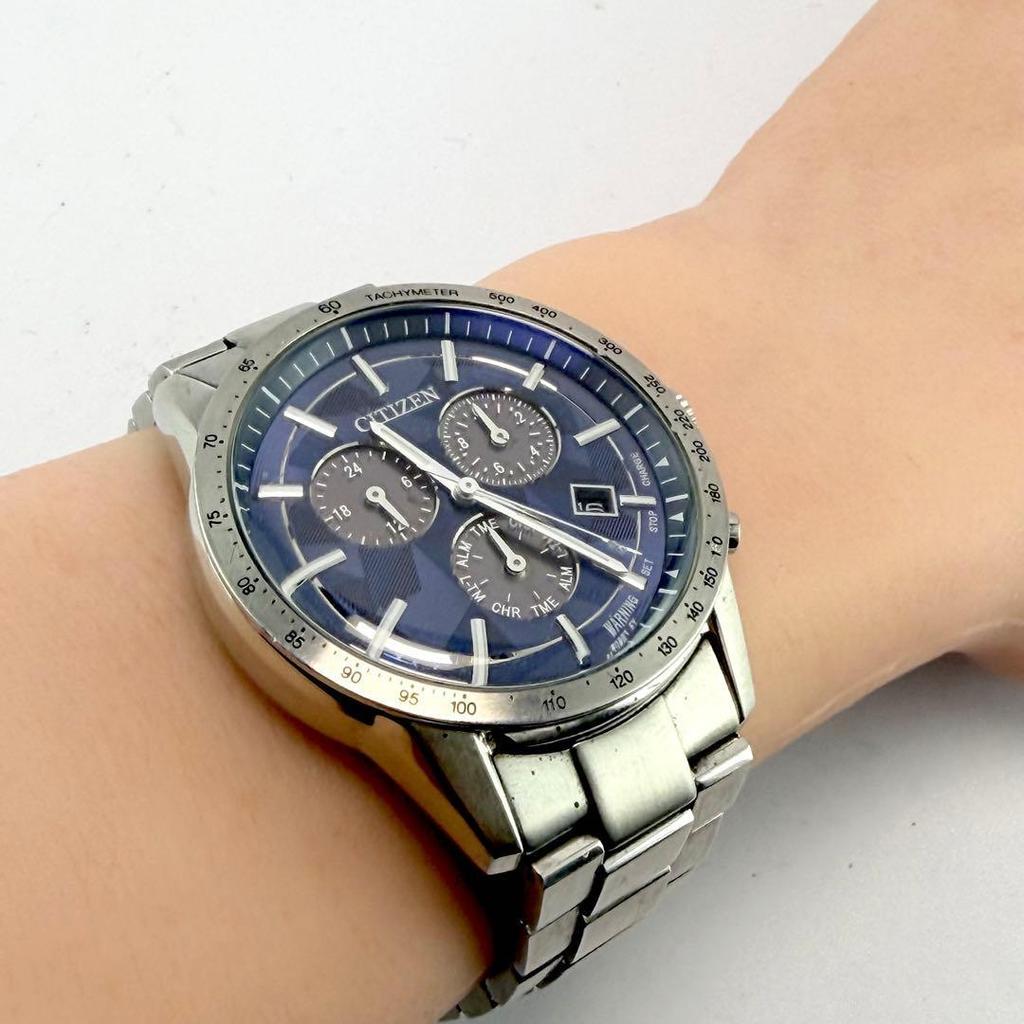 Б/у [Рабочая/Ограниченная модель] Citizen Eco-Drive E820 Синий циферблат Гильоше