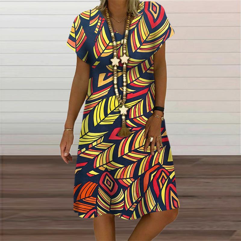 Радужная абстрактная живопись женское платье элегантная мода 3D принт короткий рукав вечерние платья летняя повседневная свободная одежда больших размеров