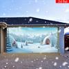 A winter wonderland Christmas polyester garage door banner - Snow mountain and igloo design universal holiday decoration