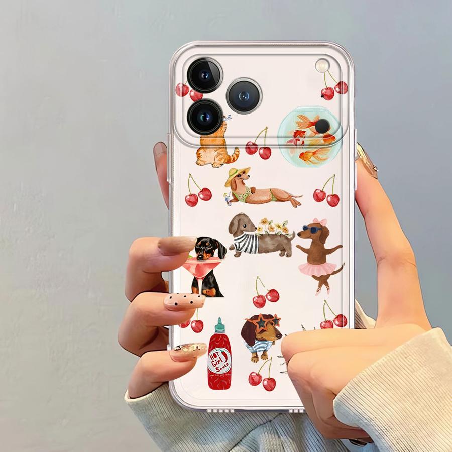 Мультяшный Кот и Собака Мягкий Чехол-Крышка для Телефона для iPhone 17 Pro Max 11 14 Plus Air XR 12 Mini 7 8 13 Pro 16 XS Max 15