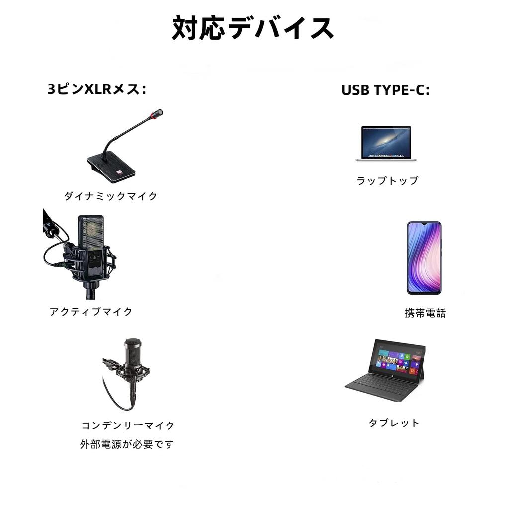 USB C Microphone Cable, 2M USB C To XLR Recording Cable, 82dB Low Noise Studio, XLR Balanced Connection for Condenser Microphones, AV Amplifiers,