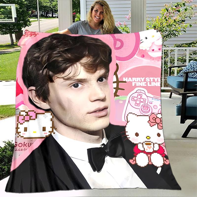 1pc Blanket Evan Peters Print Design, Lightweight Blanket for Sofa, Bed- Soft &Warm, Gift for All Seasons like Christmas, Halloween