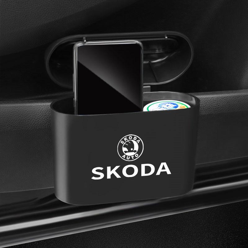 Автомобильный кейс для хранения, черный квадратный мусорный бак из АБС-пластика для Skoda Octavia MK2 MK3 2 3 A7 Fabia Karoq Kodiaq Superb Rapid Kamiq