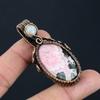 Родохрозит и лунный камень, драгоценный камень, кулон ручной работы из чистой медной проволоки, ювелирное изделие для женщин