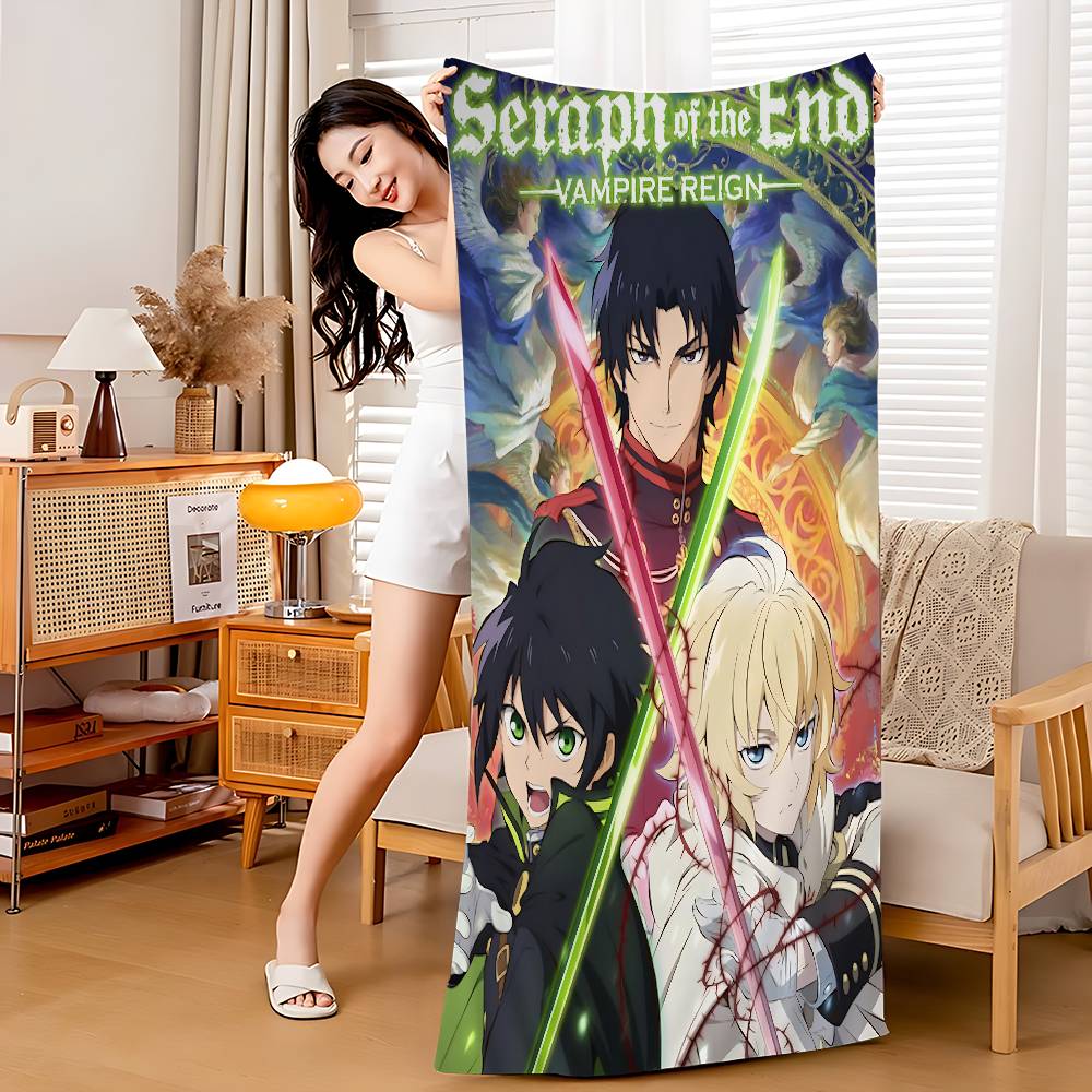 Seraph Of The End Cartoon Microfiber Printed Beach Towel Mountain Climbing Yoga Beach Swimming Running Absorbent Soft Towel