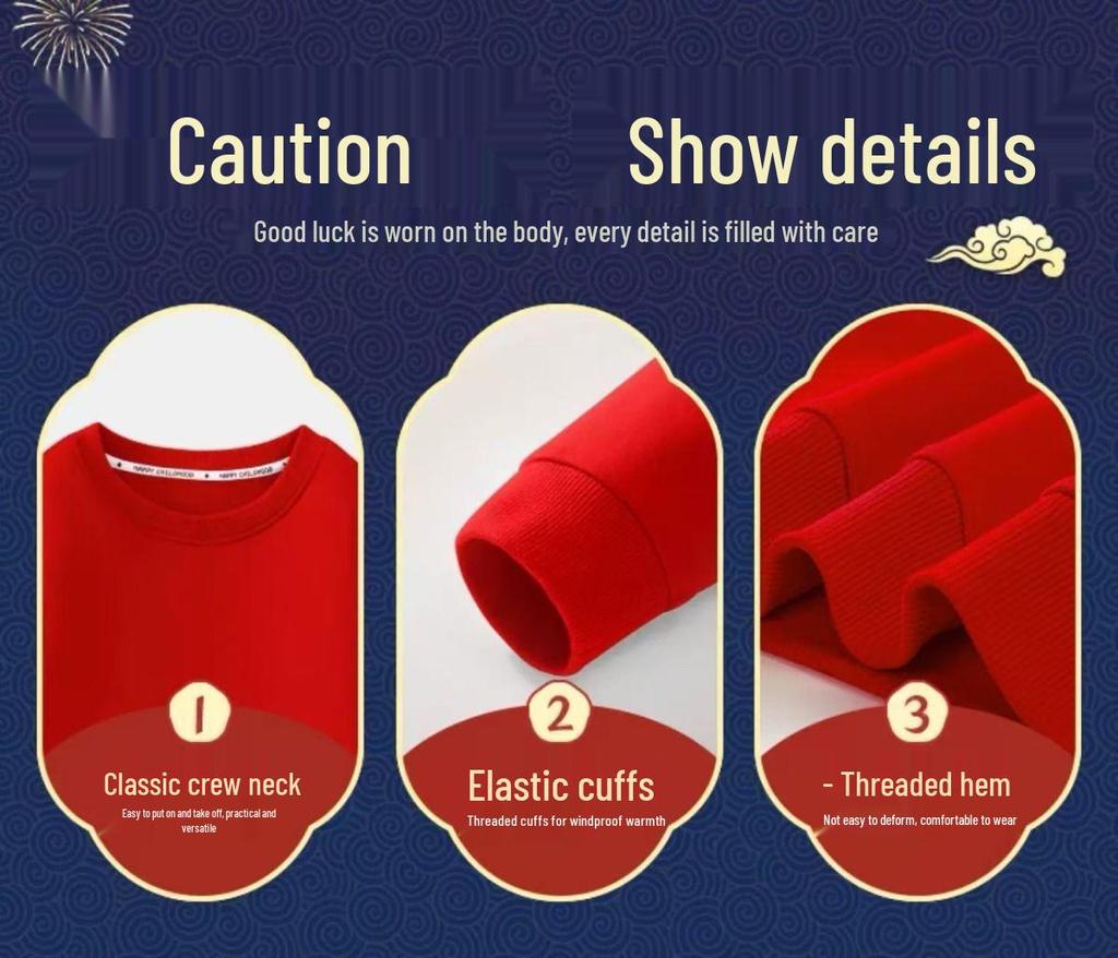 Флисовый семейный костюм NASA Zebra Silver Fox - Красная толстовка к Году Лошади (2026) - Китайское Новогоднее Издание