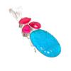 Neon Blue Apatite, Ruby Gemstone 925 Sterling Silver Jewelry Pendant 2.36" AH-5197
