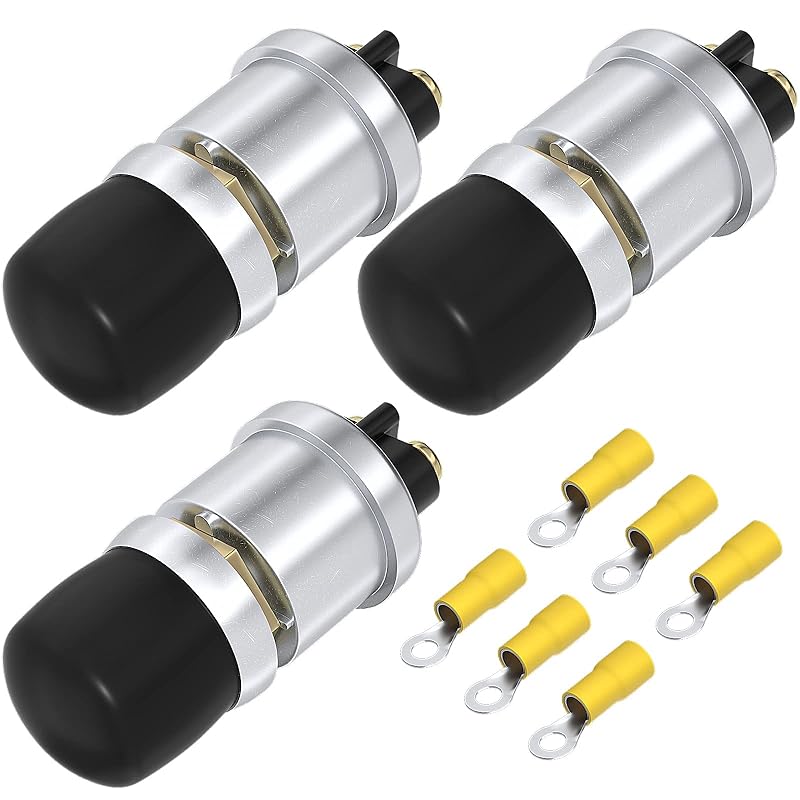 DaierTek Push Button Starter Switch 12V / 24V Waterproof Push Start Button 50A Heavy Duty Momentary Weatherproof for Horn Engine Car Truck Tractor