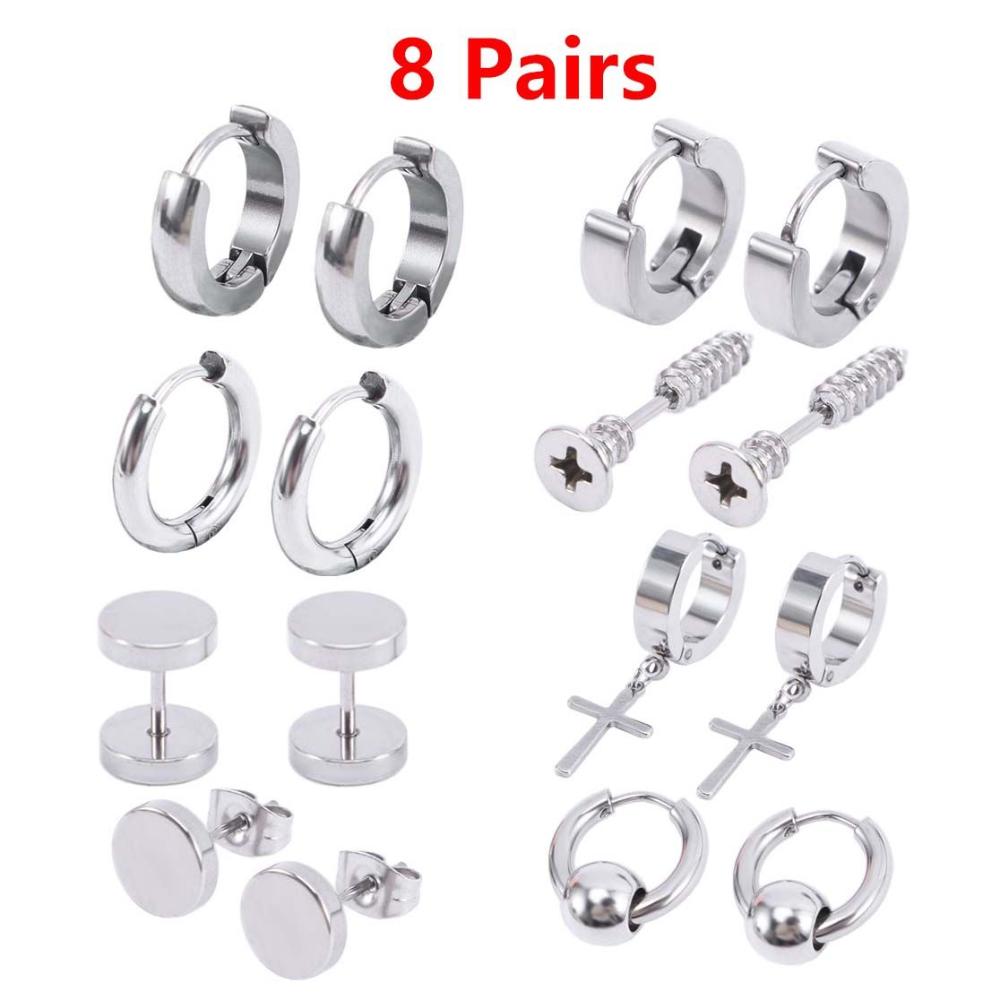 Geometric Accessories Stainless Steel Unisex Drop Earring Jewelry set Hoop Earrings Stud Earring