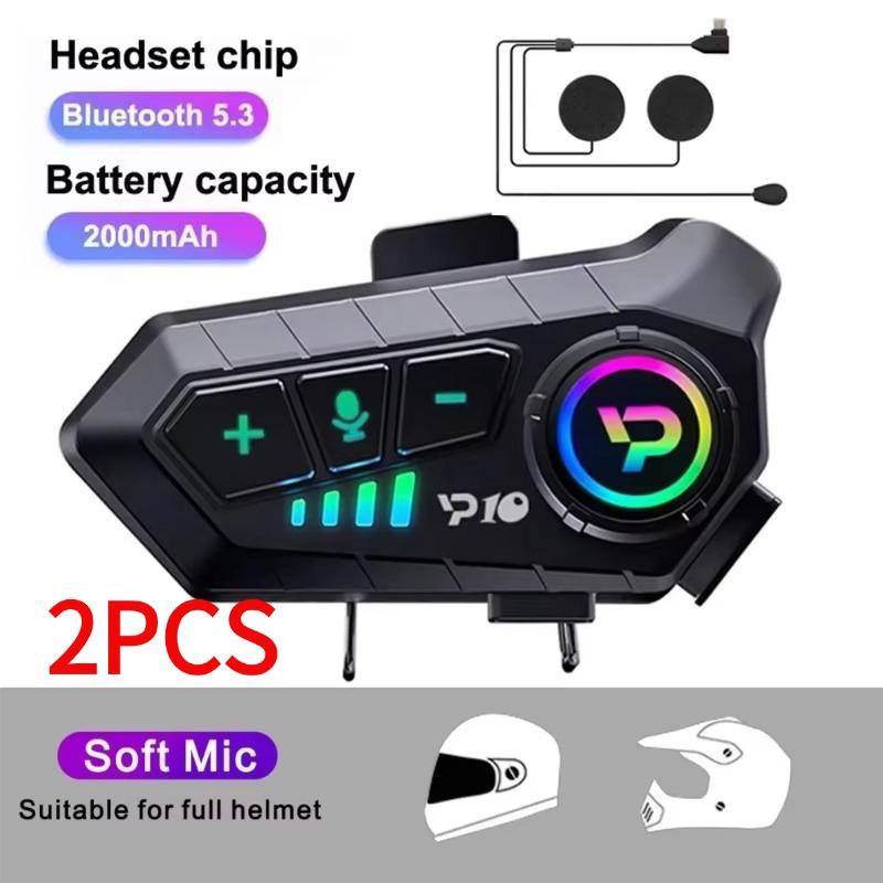 Y10 Motorcycle Helmet Headset Stereo Bt5.3 Hands Free Ipx6 Waterproof 2000Mah Moto Wireless Earphone Support Voice Control