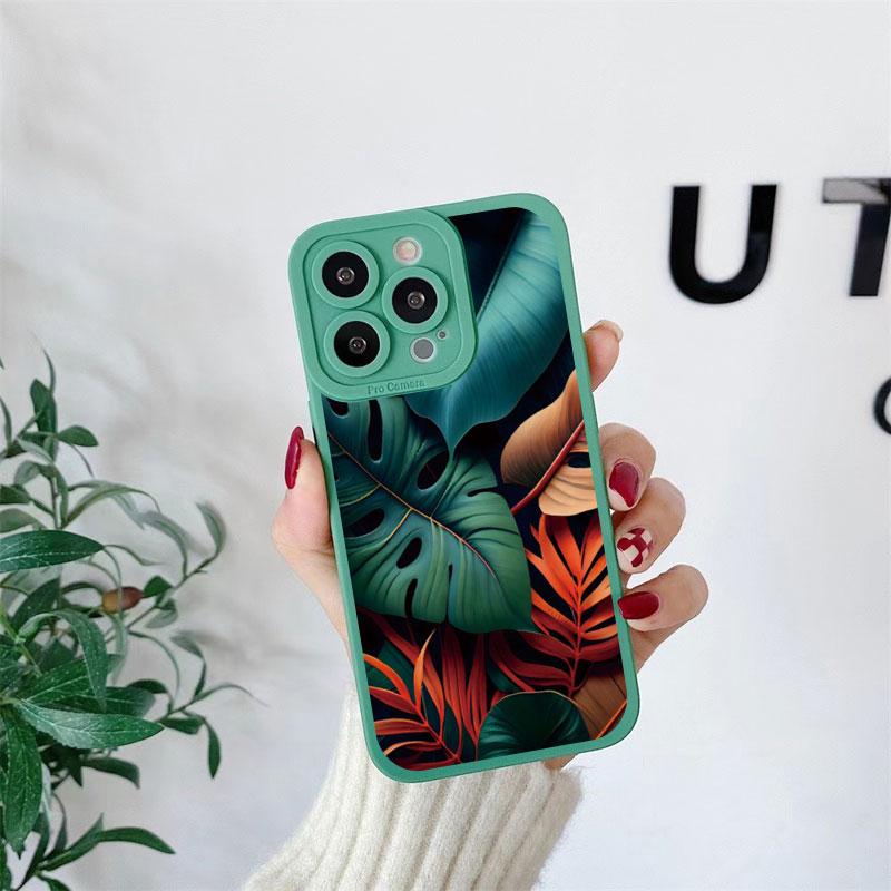 Чехол Листья Монстеры Зеленый Для iPhone 14 Plus 14 13 12 11 Pro Max XR XS X 7 8 Plus SE 2020 Чехлы Милые Мягкие Силиконовые Задние Крышки