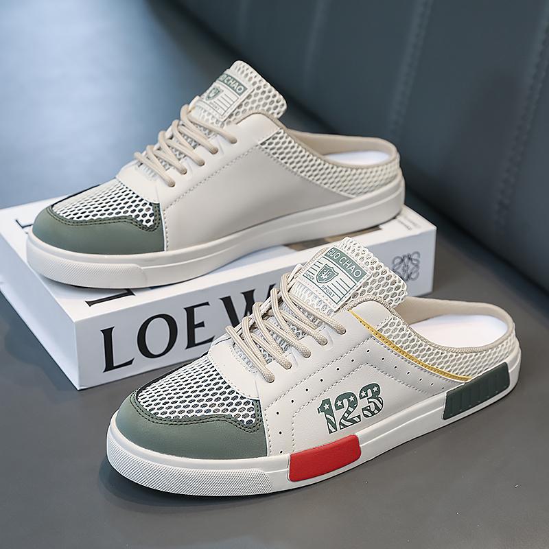 Мужская спортивная обувь, летние мюли с открытой спиной, повседневные тапочки, кроссовки больших размеров для студентов, сандалии больших размеров