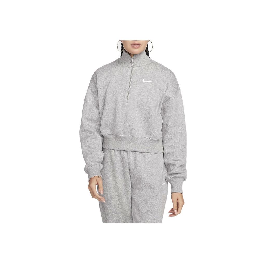 Nike Однотонная укороченная рубашка-поло с длинным рукавом и принтом логотипа, женские топы, серый DQ5768-063