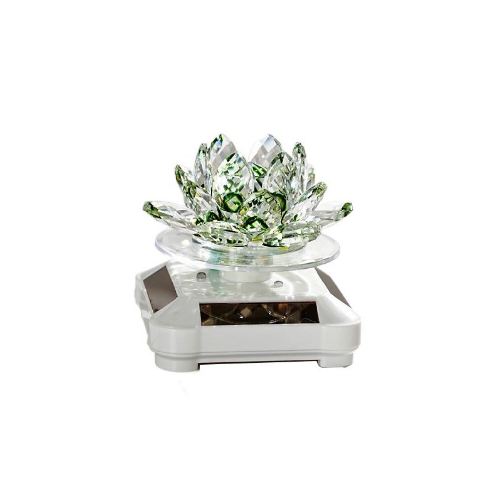 Solar Powered Rotating Crystal Lotus Figurine Car Air Fragrance Diffuser Balconies