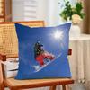 Snowboarding Sport Funny Pillow Case Antidustmite Pillowcase Invisible Zipper Silky Short Plush Sofa Cushion Cover