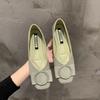 Single Shoes Women's 2025 New Beef Tendon Spring and Summer Shallow Mouth Wide Foot Flat Bottom Laden Shoes Square Head Soft Sole Shoes