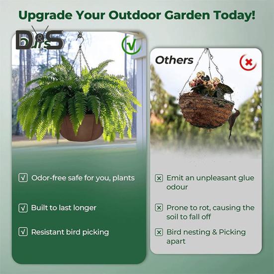 3 шт. подвесных кашпо для улицы, тканевые цветочные корзины с металлическими цепями, дышащие подвесные горшки для орхидей, папоротников, балкона, крыльца, декор