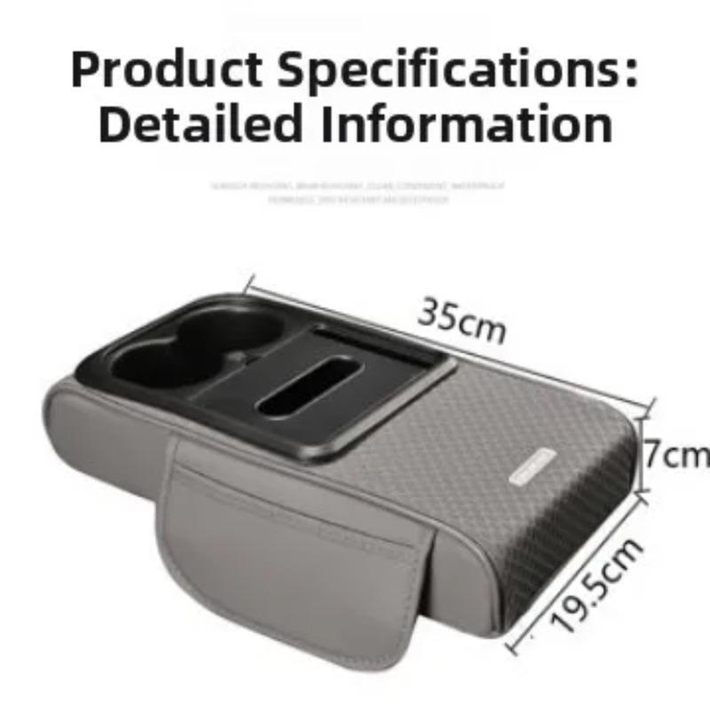 Central Car Armrest Box Heightening Pad Protection Cover Double Cup Holder High-End Leather Vehicle Tissue Box
