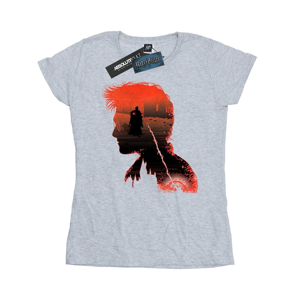 Harry Potter Womens/Ladies Battle Silhouette Cotton T-Shirt