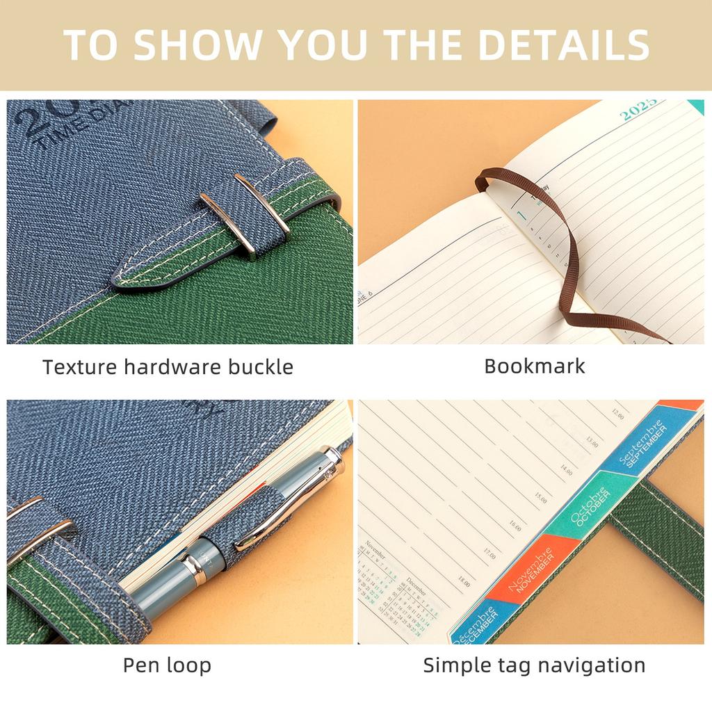 Календарь 2025, 365-дневный планировщик, блокнот с ручным управлением для эффективного использования времени и ремешками