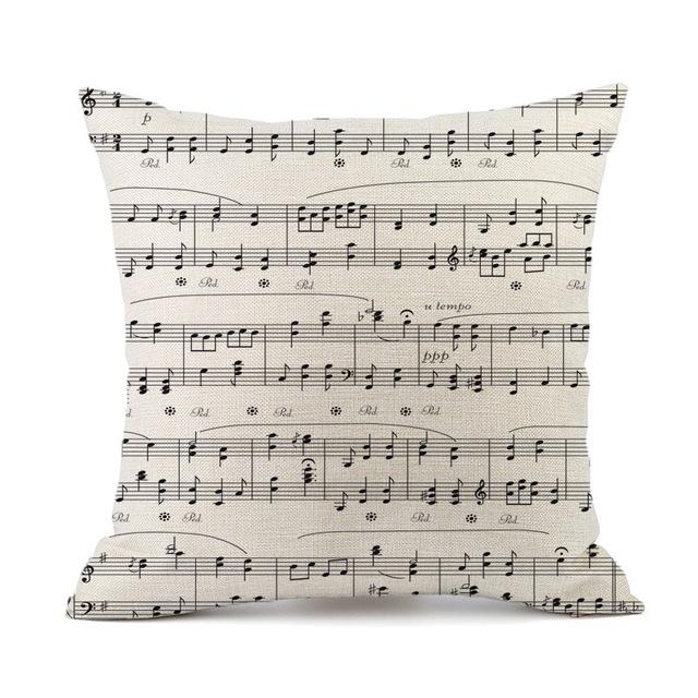 Retro Note Cushion Cover Cotton Linen Creative Vintage Musical Notes Decorative Pillowcase Piano Pillow Case For Sofa Cover Zt62