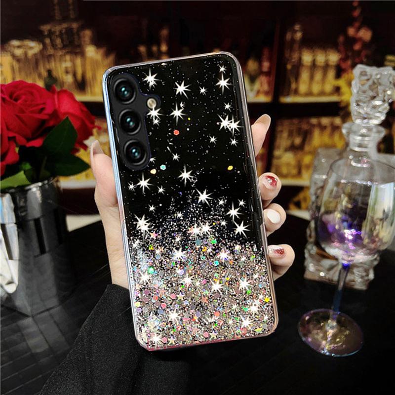 Мягкий чехол с блестками и бриллиантами и звездами для Samsung Galaxy A04S A53 S23 Ultra S22 S21 Plus OPPO A94 Xiaomi Redmi Note 11 iPhone 14 13 12 11 Pro Max