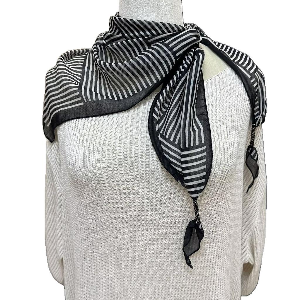 Cotton And Linen Triangle Scarf Summer Thin Silk Scarf Women'S High-End Shawl Women'S Versatile Belt Japanese And Korean Fart Curtain Scarf