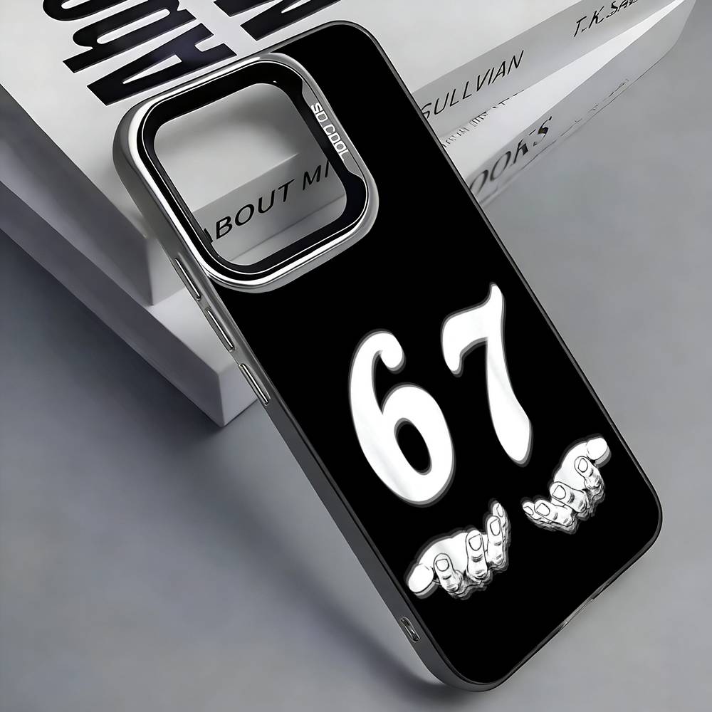 Чехол для телефона Six Seven 67 для iPhone 17,16,15,14,13,12,11 Plus,Pro Max, Цветной Серебряный Чехол для Телефона